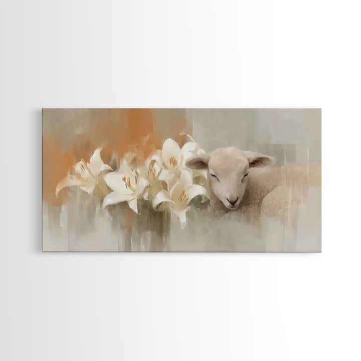 Lamb Of Peace – Framed Canvas Print – Christian Wall Art – Christian Art Canvas – Christian Art Print – Minimalist Christian Art – Christia