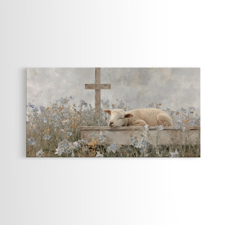 Risen Meadow – Framed Canvas Print – Christian Art Canvas – Christian Wall Art – Christian Art Print – Minimalist Christian Art – Christian