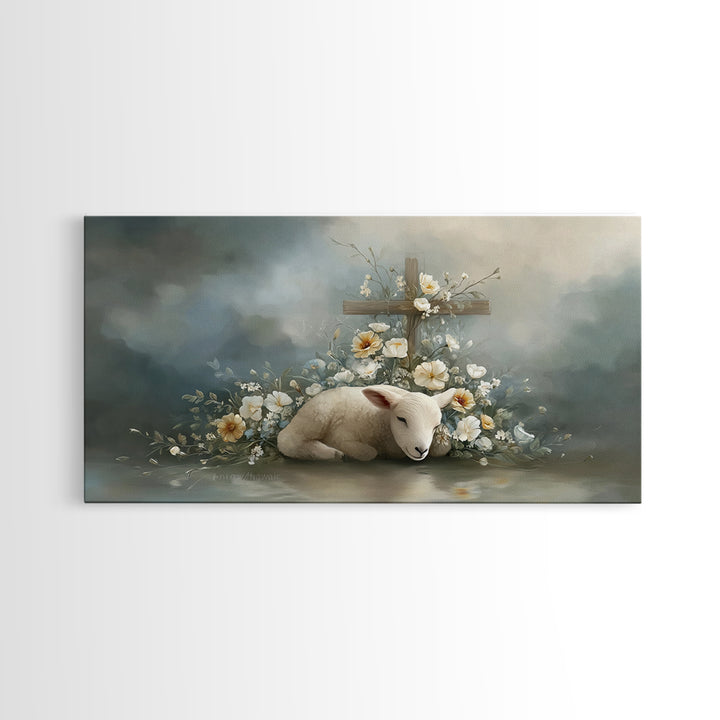 Lamb Of Peace – Framed Canvas Print – Christian Wall Art – Christian Painting – Christian Art Canvas – Christian Christmas Art – Christian