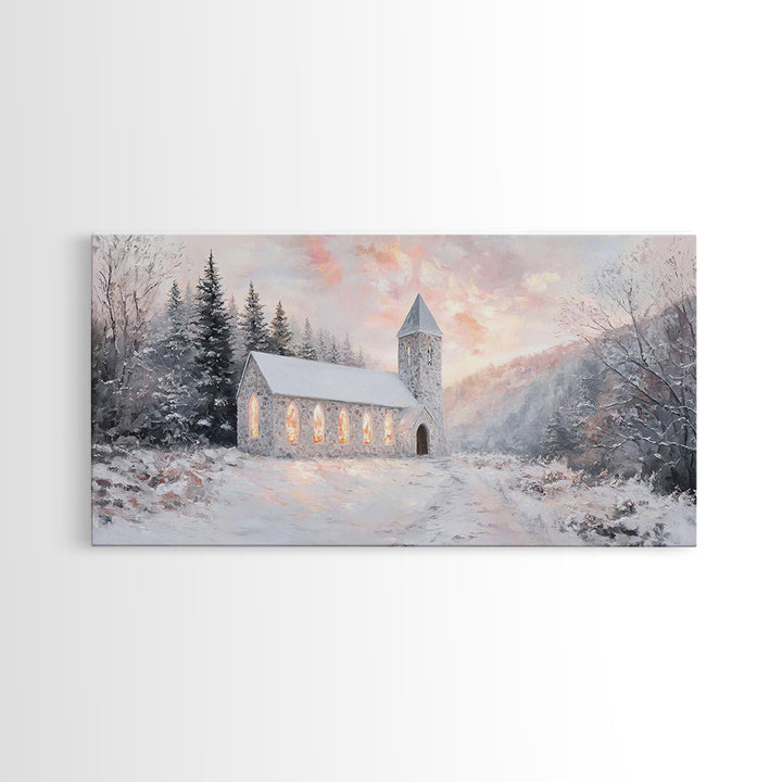 Chapel Dawn – Framed Canvas Print – Christmas Wall Art – Christian Art Canvas – Christian Art – Framed Christmas Art – Christian Christmas