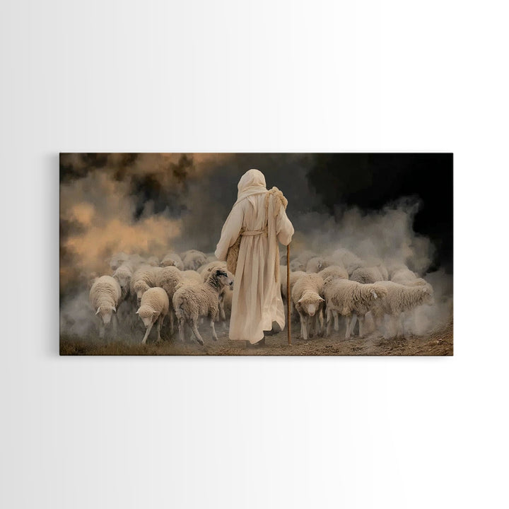 Pasture Keeper – Framed Canvas Print – Jesus Painting – Christian Wall Art – Christian Art Canvas – Large Christian Painting – Christian Gi