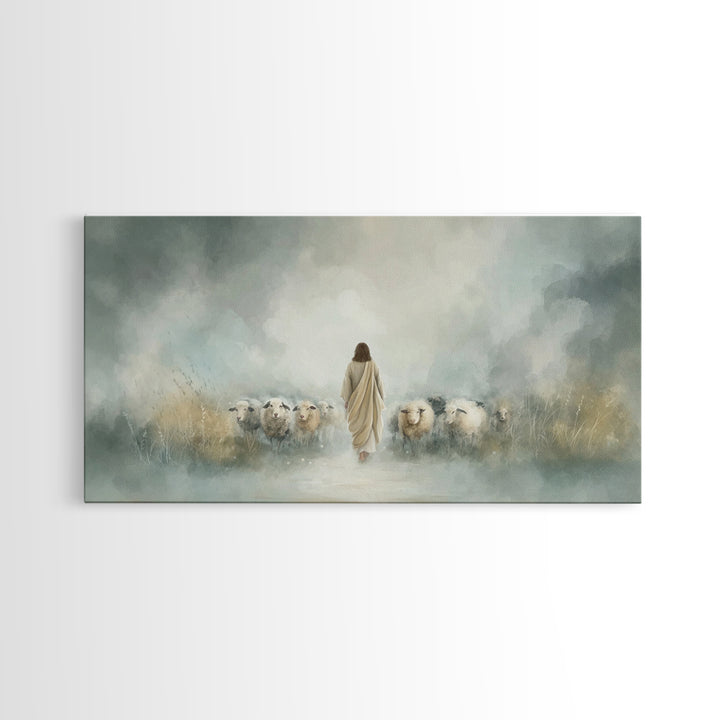 Heavenly Flock – Framed Canvas Print – Christian Wall Art – Jesus Art Print – Christian Art Canvas – Christian Painting – Subtle Christian