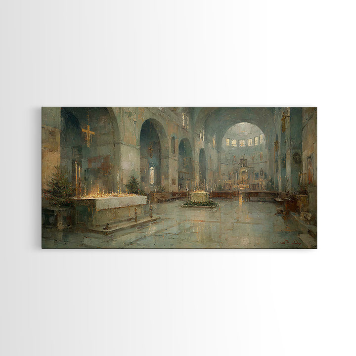 Cathedral of Stillness, Framed Canvas Print, Christian Art Canvas, Christian Wall Art, Christmas Art, Framed Christmas Wall Art, Vintage Ch