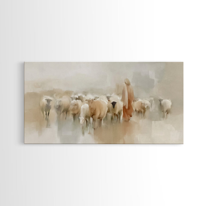 Tender Shepherd – Framed Canvas Print – Jesus Canvas Art – Christian Wall Art – Christian Art Canvas – Christian Art – Large Christian Pain