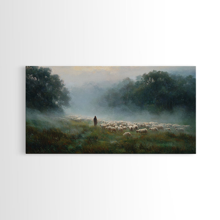 Shepherds At Dawn – Framed Canvas Print – Christian Wall Art – Christian Art Canvas – Jesus Painting – Christian Christmas Art
