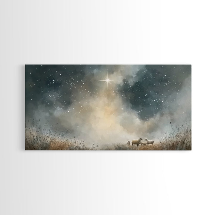 Heavenly Starrise – Framed Canvas Print – Christmas Wall Art – Christian Art Canvas – Christian Christmas – Jesus Christmas Art