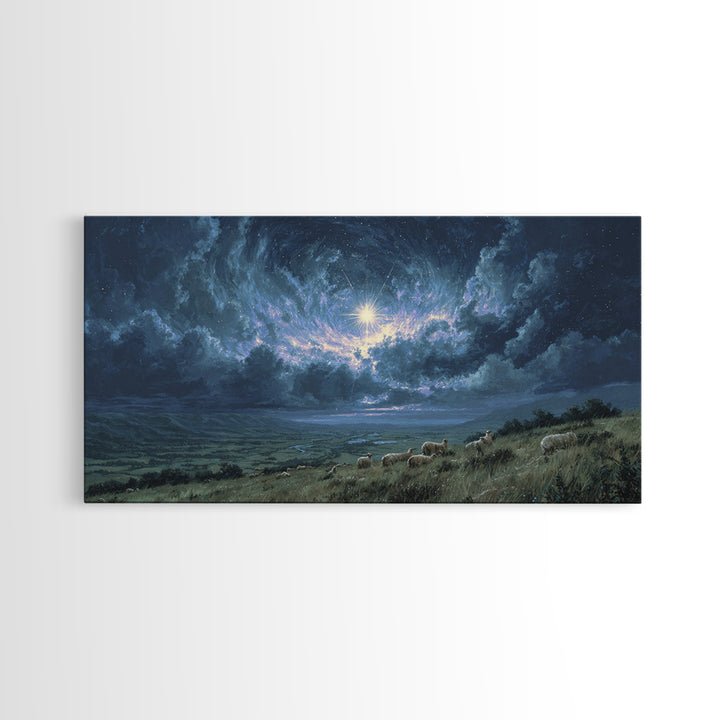 Star Of Bethlehem – Framed Canvas Print – Christian Christmas Art – Christian Wall Art – Jesus Painting – Christmas Canvas Wall Art