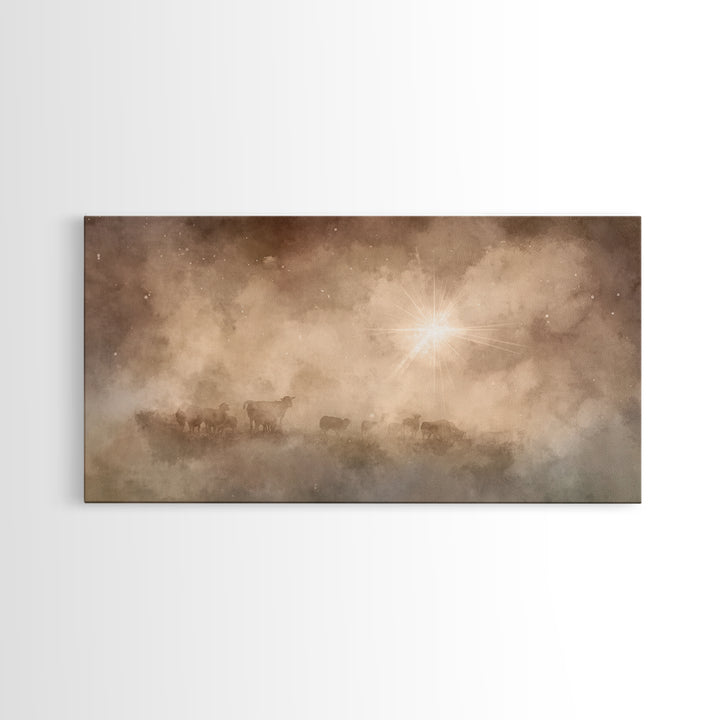Silent Glory – Framed Canvas Print – Christian Art Canvas – Christian Wall Art – Moody Christmas Art – Christian Christmas