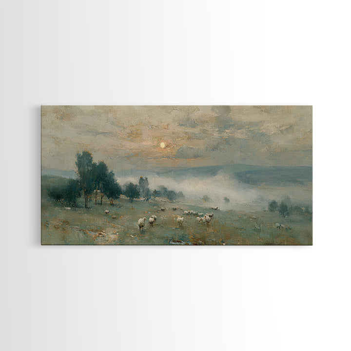 Pastoral Morning Grace – Framed Canvas Print – Christian Art – Subtle Christian Art – Christian Wall Art – Christmas Art Prints