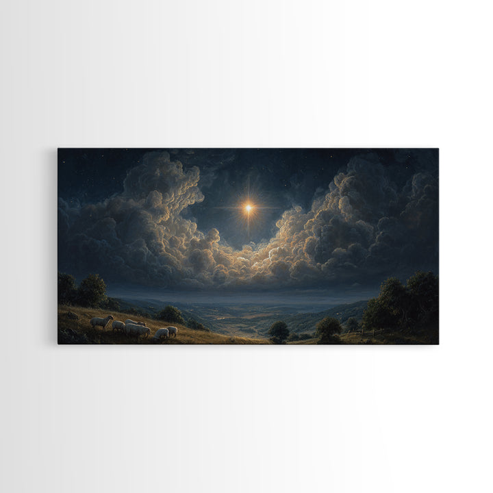 Dawn Of Hope – Framed Canvas Print – Christian Wall Art – Christian Art Print – Christmas Art Work – Jesus Christmas Art