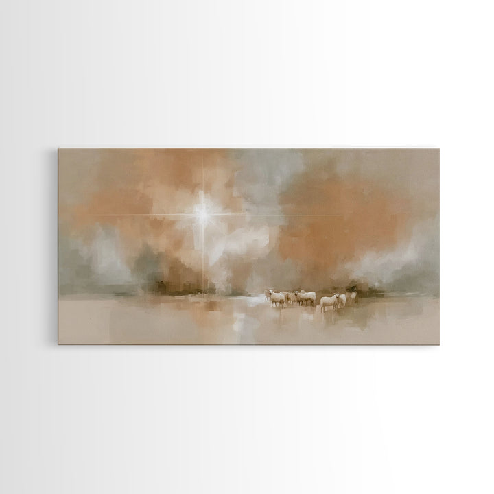 Bethlehem Light – Framed Canvas Print – Christian Art Canvas – Modern Christian Art – Christmas Wall Art – Jesus Painting