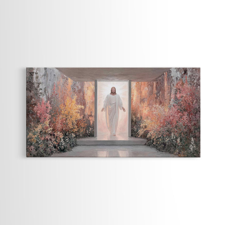 Risen In Light – Framed Canvas Print – Christian Wall Art – Jesus Painting – Christian Art Canvas – Modern Christian Art – Christian Art