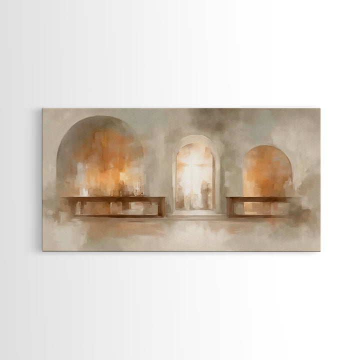 Sanctuary Glow – Framed Canvas Print – Christian Art – Christian Art Painting – Minimalist Christian Art – Christian Wall Art – Christian G