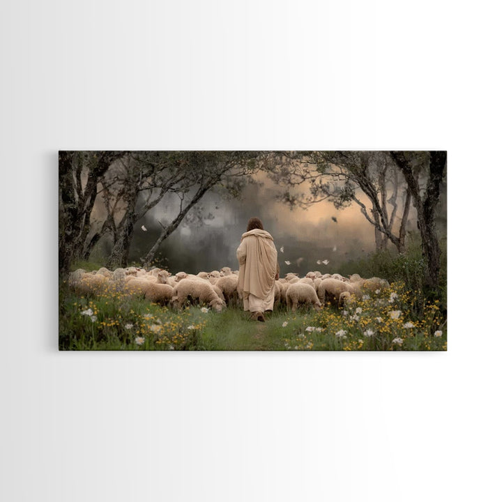 Shepherd’s Path – Framed Canvas Print – Jesus Painting – Christian Art – Christian Wall Art – Christian Art Canvas – Large Jesus Painting