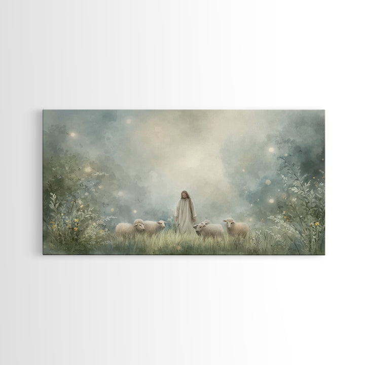Gentle Shepherd – Framed Canvas Print – Christian Art Canvas – Jesus Wall Art – Modern Christian Art – Christian Painting – Christian Decor