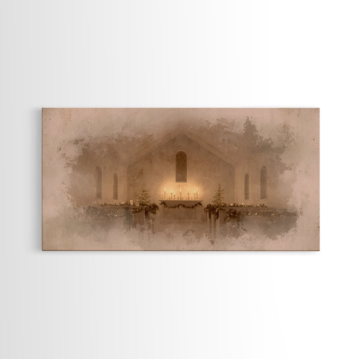 Sacred Hearth | Framed Canvas Print | Christian Art Canvas | Christmas Art Work | Christian Christmas Decor | Christian Art Gift | Moody Ch