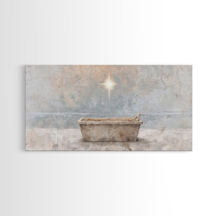 Manger Peace | Framed Canvas Print | Christian Christmas Art | Christian Wall Art | Jesus Painting | Christian Art Canvas | Christian Decor