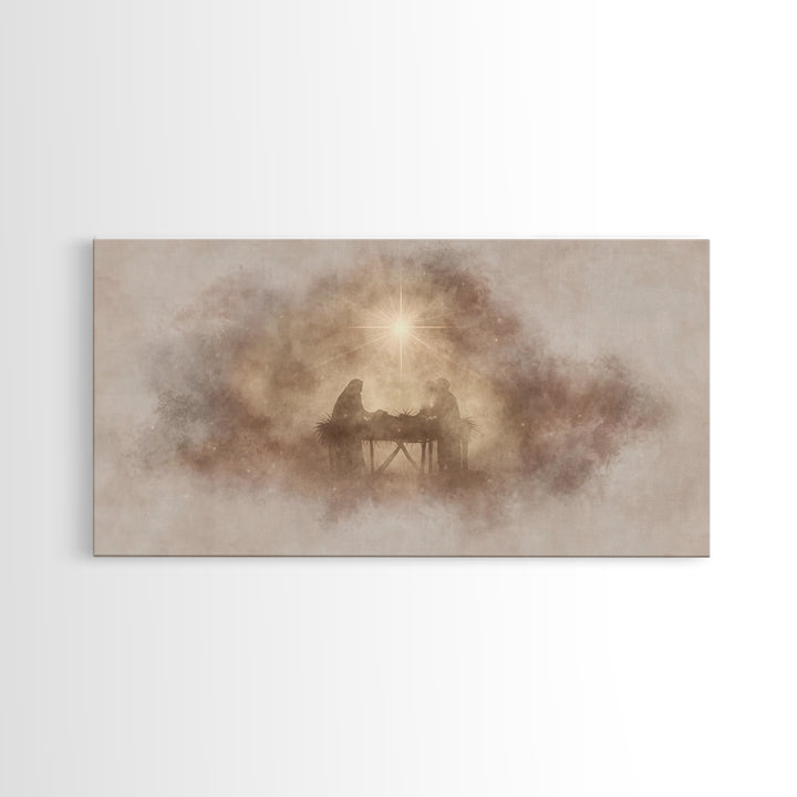 Holy Stillness | Framed Canvas Print | Christian Wall Art | Jesus Painting | Christian Art Canvas | Christian Decor | Christmas Art