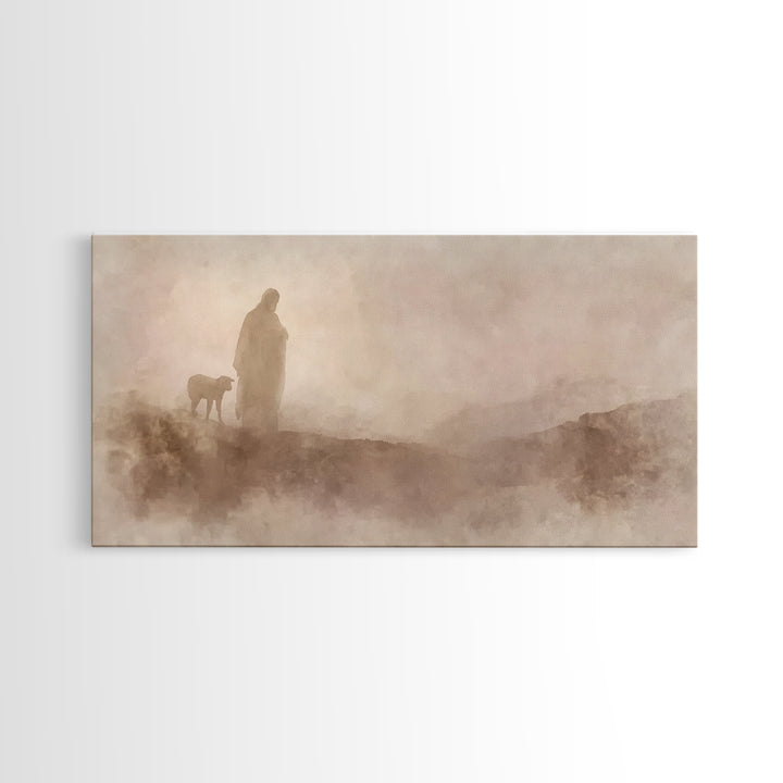 Silent Footsteps | Framed Canvas Print | Christian Wall Art | Christian Art Print | Jesus Painting | Christmas Art | Christian Decor | Fait