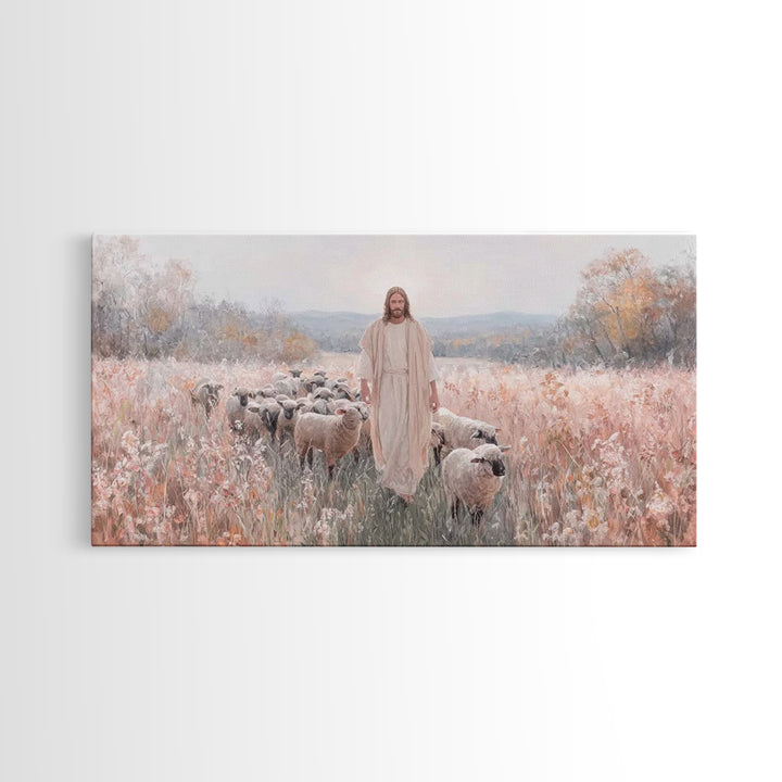 Pasture Of Grace – Framed Canvas Print – Jesus Painting – Christian Art Canvas – Christian Wall Art – Christian Art – Christian Gift