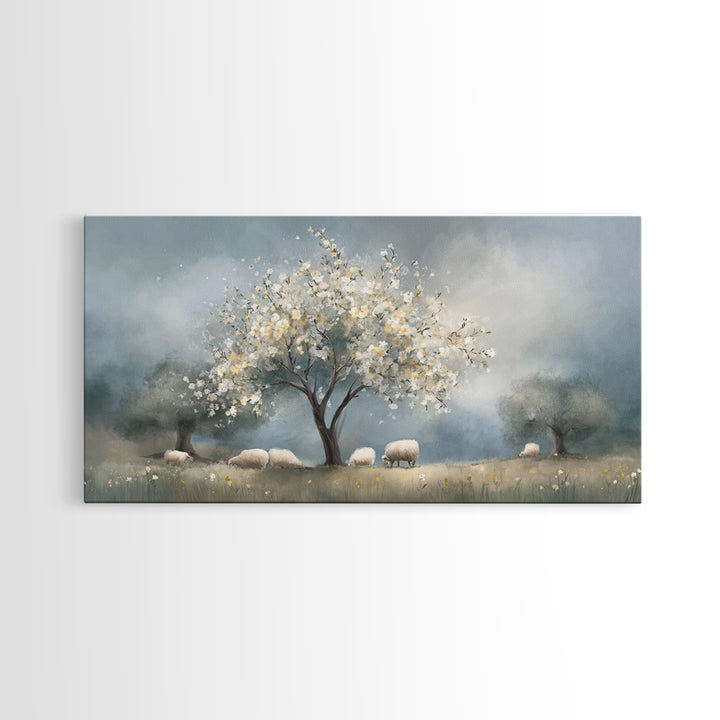 Graceful Spring Field | Framed Canvas Print | Christian Wall Art | Christian Art Canvas | Christian Painting | Christmas Art | Christian Gi