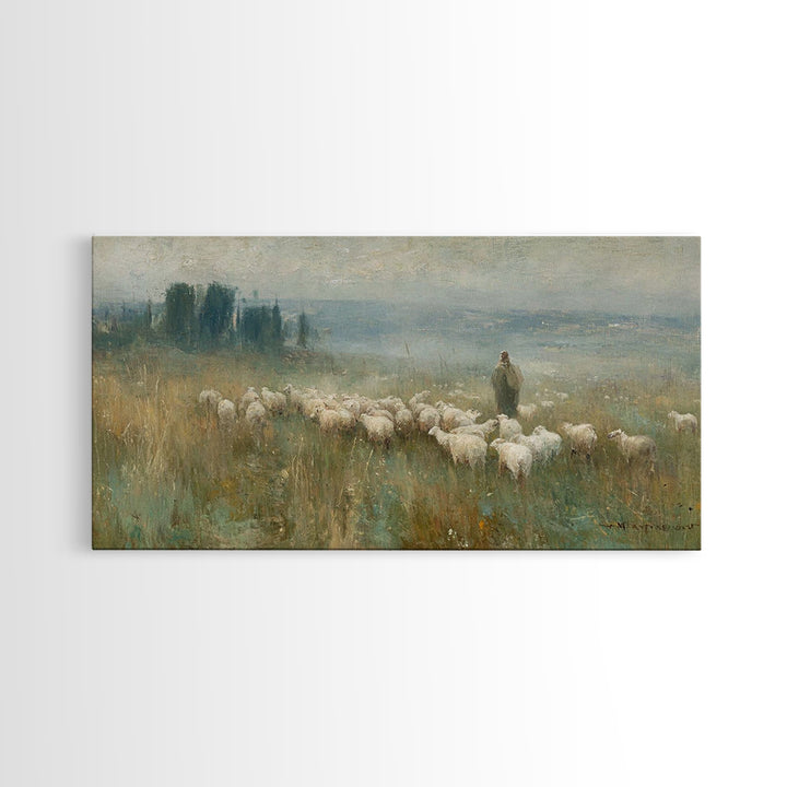 Morning Shepherd Light, Framed Canvas Print, Christian Wall Art, Jesus Painting, Christian Art Canvas, Christian Art, Christian Gift Ideas