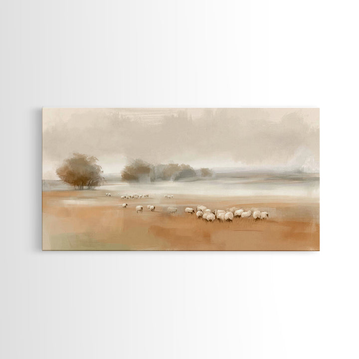 Pastoral Dawn – Framed Canvas Print – Christian Wall Art – Christian Art Canvas – Jesus Painting – Christian Christmas Art
