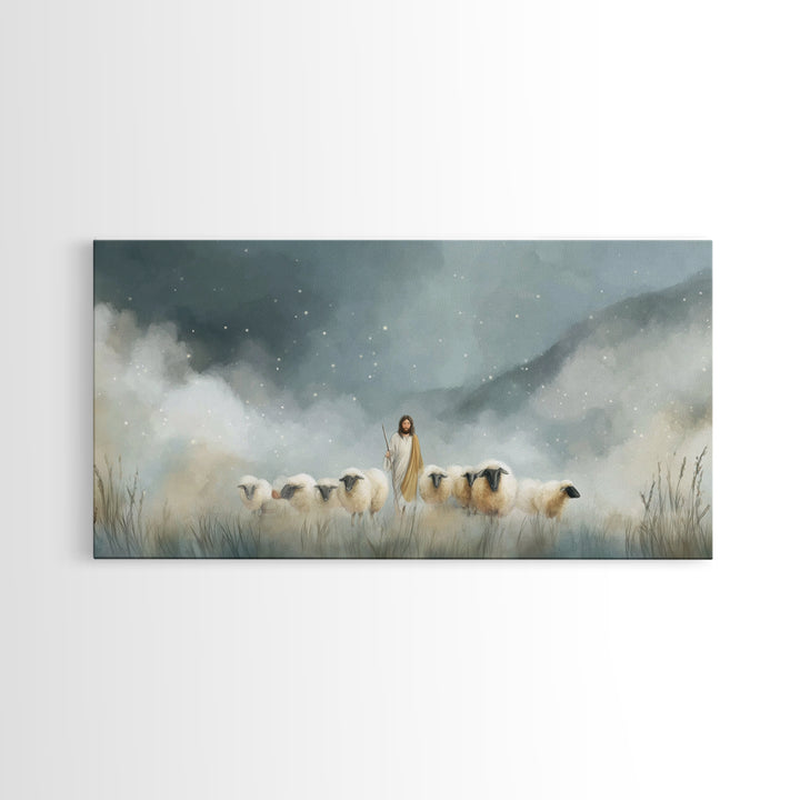 Starry Guidance – Framed Canvas Print, Christian Christmas Art, Christian Art Canvas, Christian Wall Art, Jesus Painting, Christmas Wall Ar