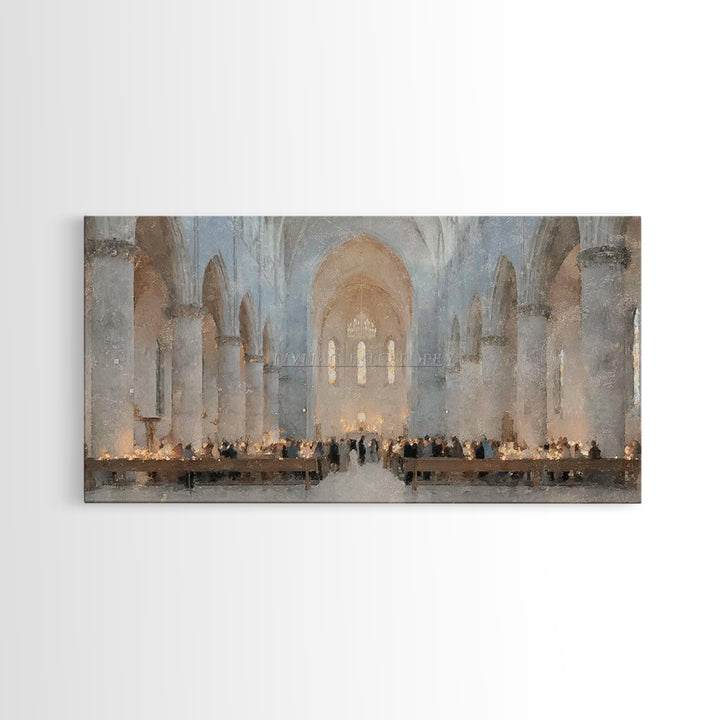 Midnight Mass Grace – Framed Canvas Print – Christian Wall Art – Christmas Art – Christian Art Canvas – Christian Christmas Art – Christian
