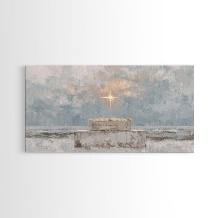 Sacred Nativity Light – Framed Canvas Print – Christian Art Canvas – Christmas Art – Christian Wall Art – Christian Christmas Art – Christi