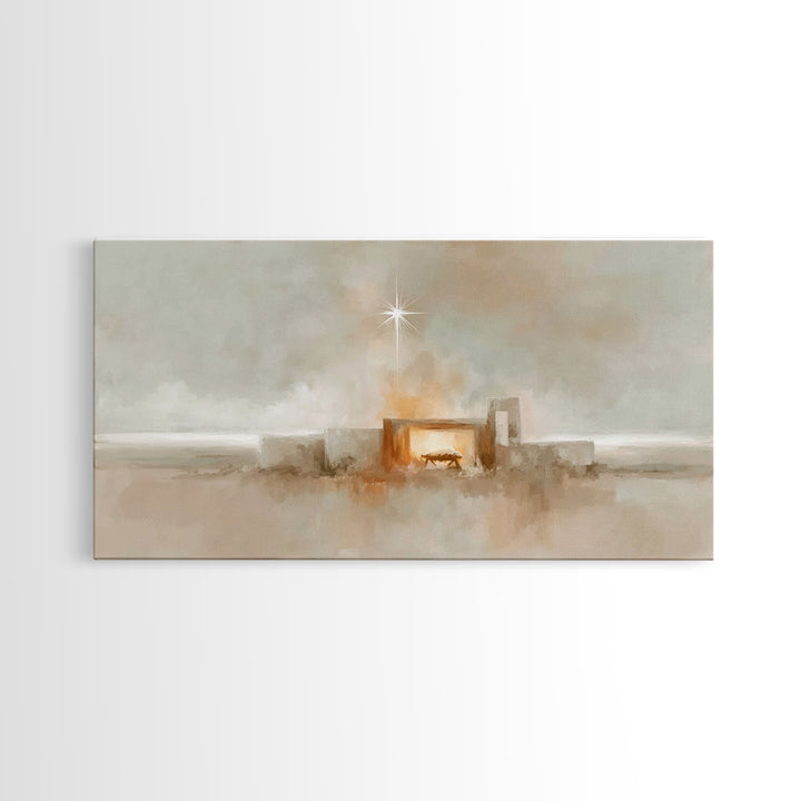 Holy Manger Light – Framed Canvas Print – Christian Christmas Art – Christian Art Canvas – Christian Wall Art – Christmas Art – Christian A