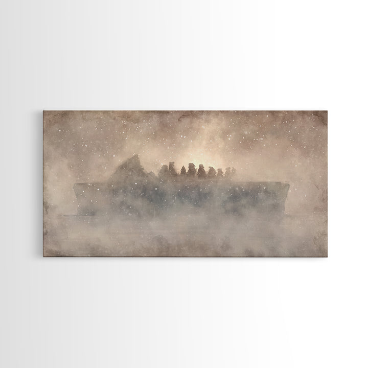 Silent Nativity Night – Framed Canvas Print – Christian Christmas Art – Christian Art – Christmas Art – Christian Art Canvas – Christian Wa