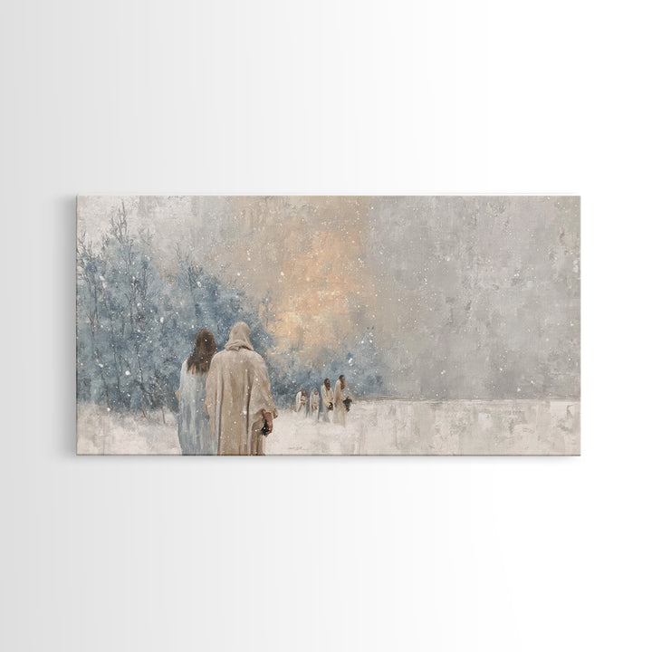 Winter Pilgrims – Framed Canvas Print – Christian Wall Art – Christian Art Canvas – Jesus Painting – Christian Christmas Art – Christian De