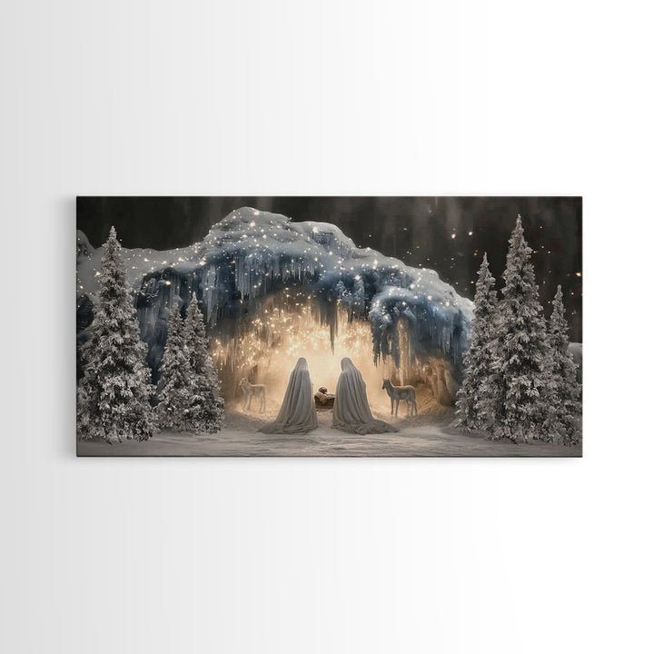 Holy Cave Light – Framed Canvas Print – Christian Art Canvas – Christmas Wall Art – Jesus Christmas Art – Christian Art Print – Christian D