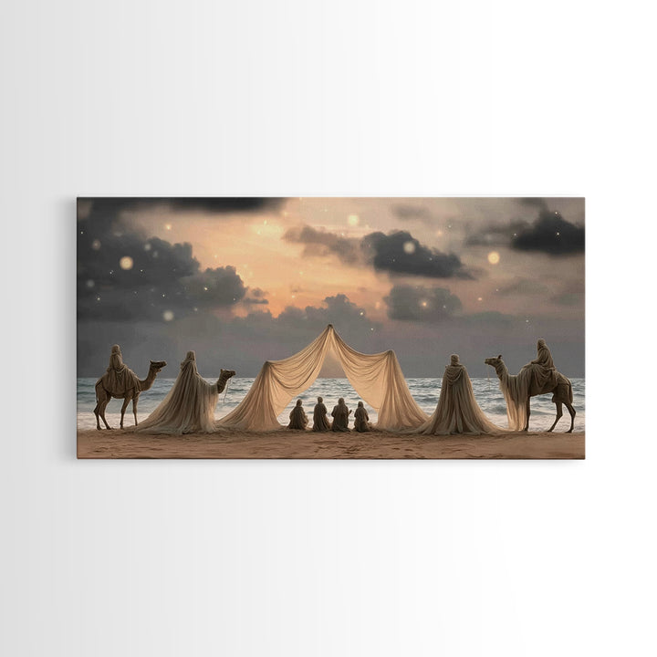 Desert Wanderers – Framed Canvas Print – Christian Art Print – Christian Wall Art – Jesus Painting – Christmas Canvas Wall Art – Christian