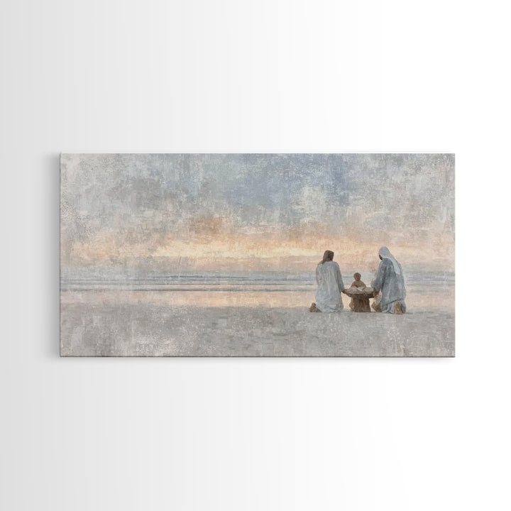 Sandy Nativity – Framed Canvas Print – Christian Art Canvas – Christmas Wall Art – Christian Christmas Art – Christian Decor For Home – Chr