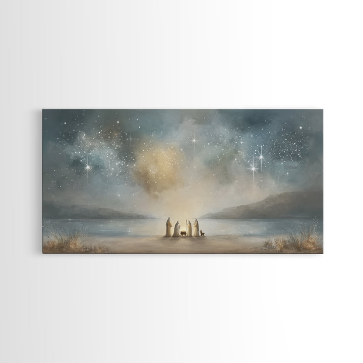 Shoreline Miracle – Framed Canvas Print – Christian Wall Art – Christian Art Print – Jesus Christmas Art – Christmas Art Framed – Christian