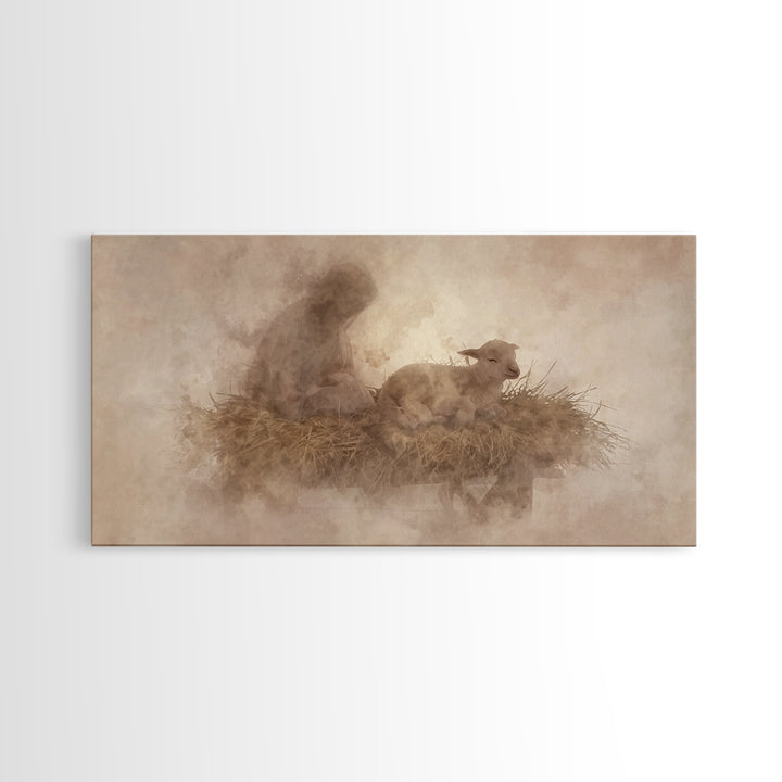 Lamb of Peace – Framed Canvas Print – Christian Wall Art – Christian Art Canvas – Christian Christmas Art – Jesus Painting – Christian Deco