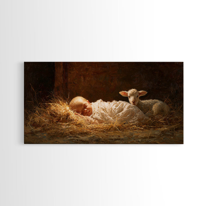 Cradle Hope – Framed Canvas Print – Christmas Art Prints – Christian Wall Art – Jesus Christmas Art – Christian Art Canvas – Christian Deco