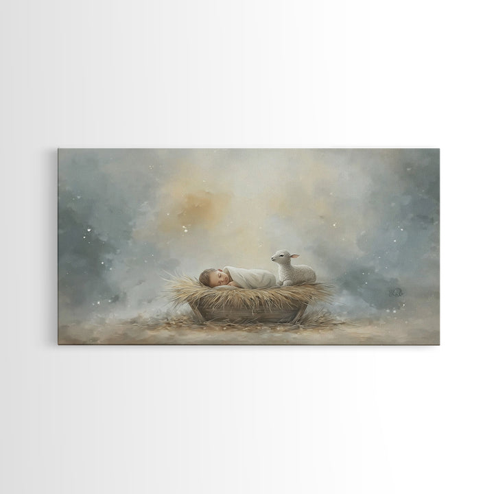 Heaven’s Quiet – Framed Canvas Print – Christian Christmas Art – Christian Wall Art – Christian Art Print – Jesus Painting – Christmas Art