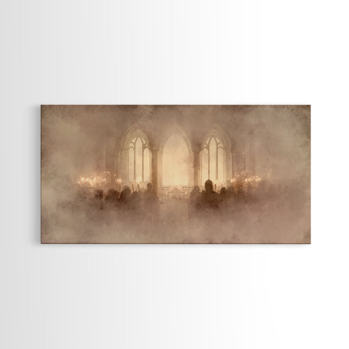 Holy Evening Prayer, Framed Canvas Print, Christian Art Canvas, Christian Wall Art, Christmas Art, Christian Christmas Art, Moody Christian