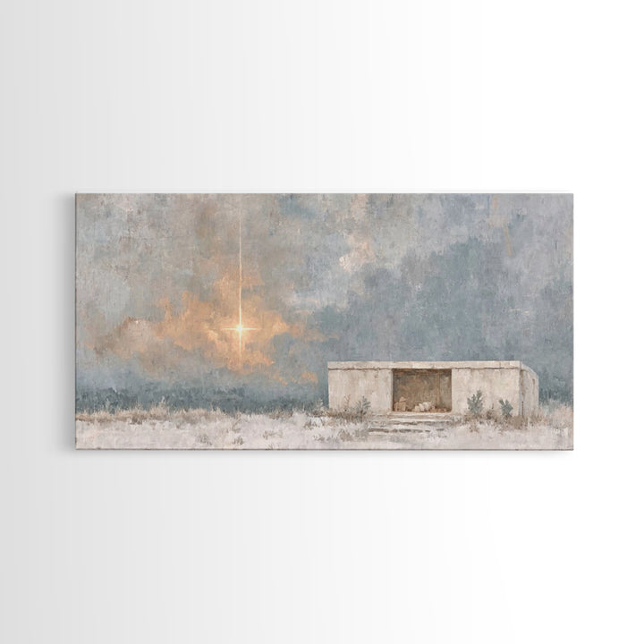 Dawn of Promise – Framed Canvas Print – Christian Art Canvas – Christian Christmas Art – Christmas Wall Art – Christian Art Print – Modern