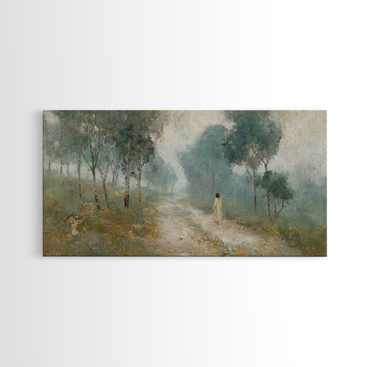 The Quiet Path – Framed Canvas Print – Christian Wall Art – Jesus Painting – Christian Art Canvas – Christian Decor – Christmas Art