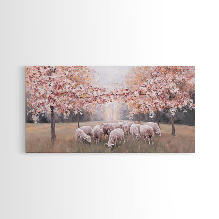 Radiant Pasture Hope – Framed Canvas Print – Christian Art Canvas – Jesus Painting – Christmas Art – Christian Wall Art