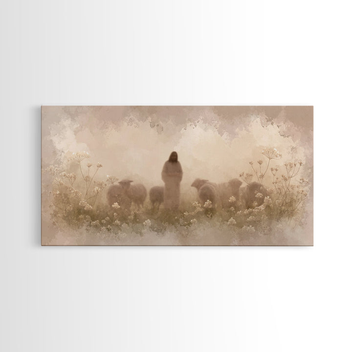 Pastoral Spring Calm – Framed Canvas Print – Christian Art – Jesus Painting – Christian Art Canvas – Christmas Wall Art