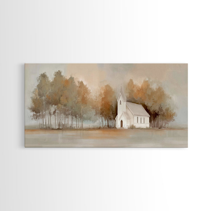 Church Of Still Dawn – Framed Canvas Print – Christian Wall Art – Christian Art Canvas – Christmas Art – Jesus Painting
