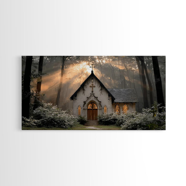 Forest Chapel Grace – Framed Canvas Print – Christian Wall Art – Christian Art Canvas – Christian Painting – Christian Decor – Christian Ar