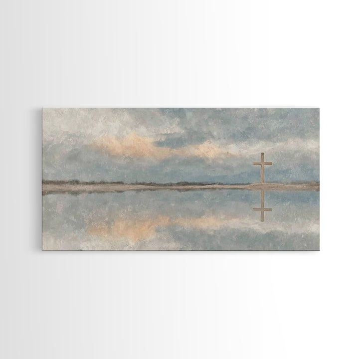 Reflected Cross Faith – Framed Canvas Print – Christian Art Canvas – Christian Wall Art – Christian Painting – Christian Art – Christian De