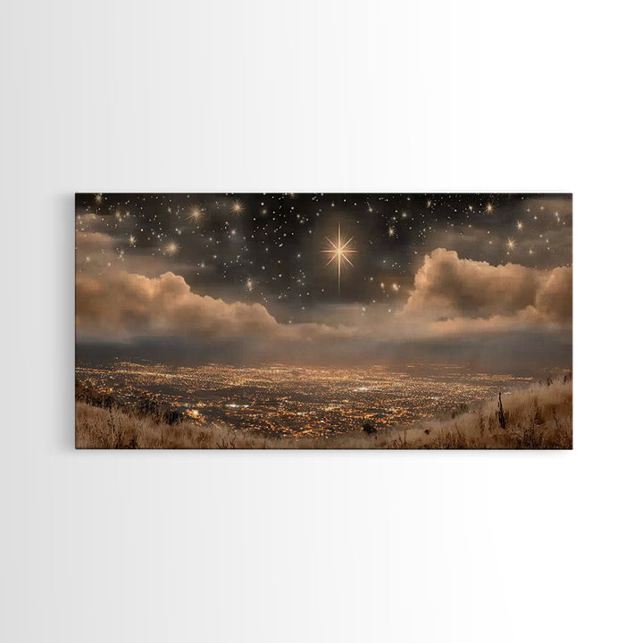 Bethlehem Shine, Framed Canvas Print, Christian Art Prints, Christmas Art, Christian Christmas Art, Christian Wall Art, Modern Christian Ar