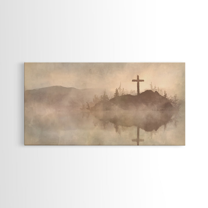 Hilltop Cross – Framed Canvas Print – Christian Wall Art – Christian Art Canvas – Jesus Painting – Christian Christmas Art – Christian Gift